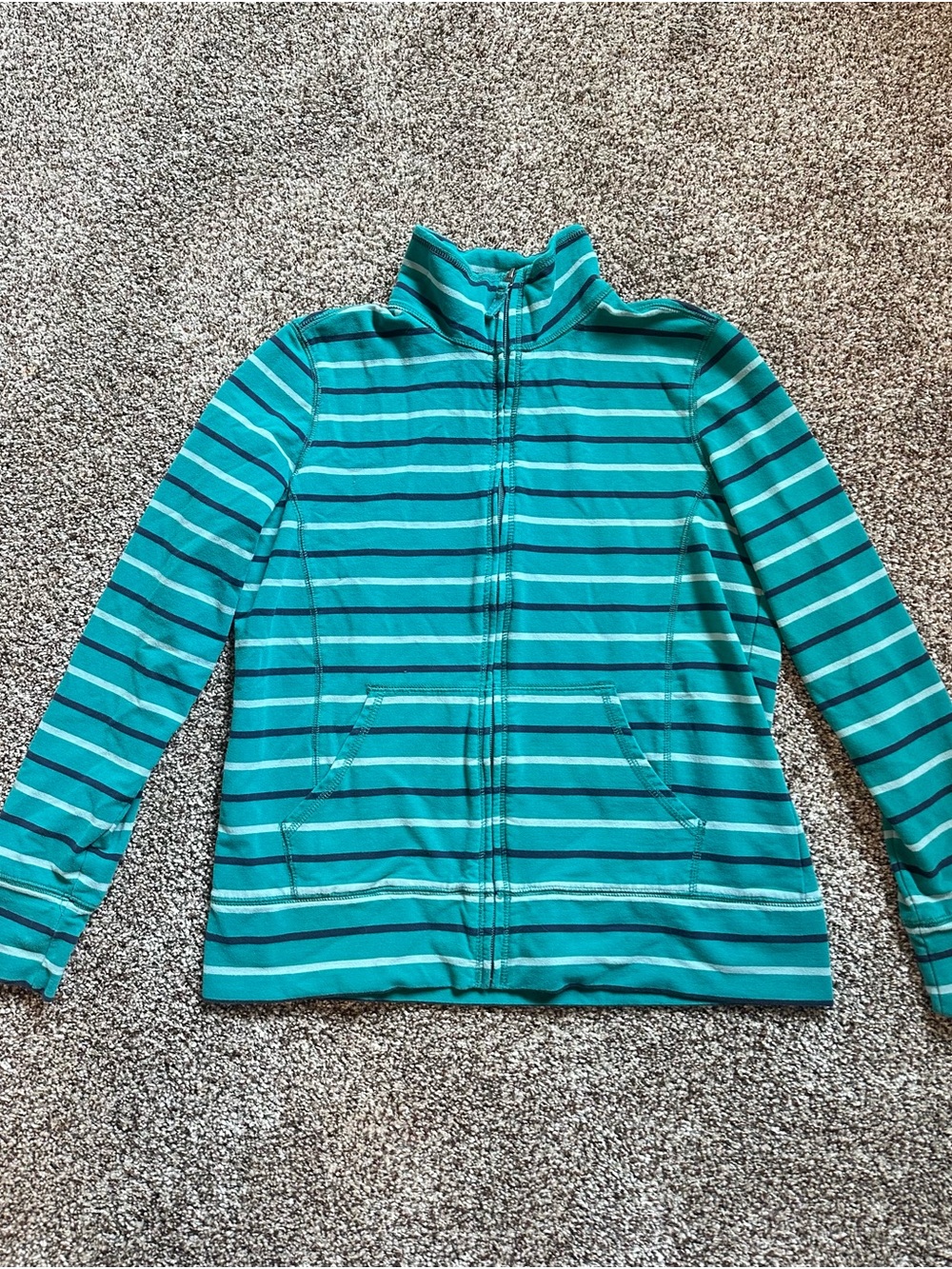 L.L.Bean blue striped zip up jacket